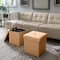Simplify 15" Faux Linen Folding Storage Ottoman Cube
